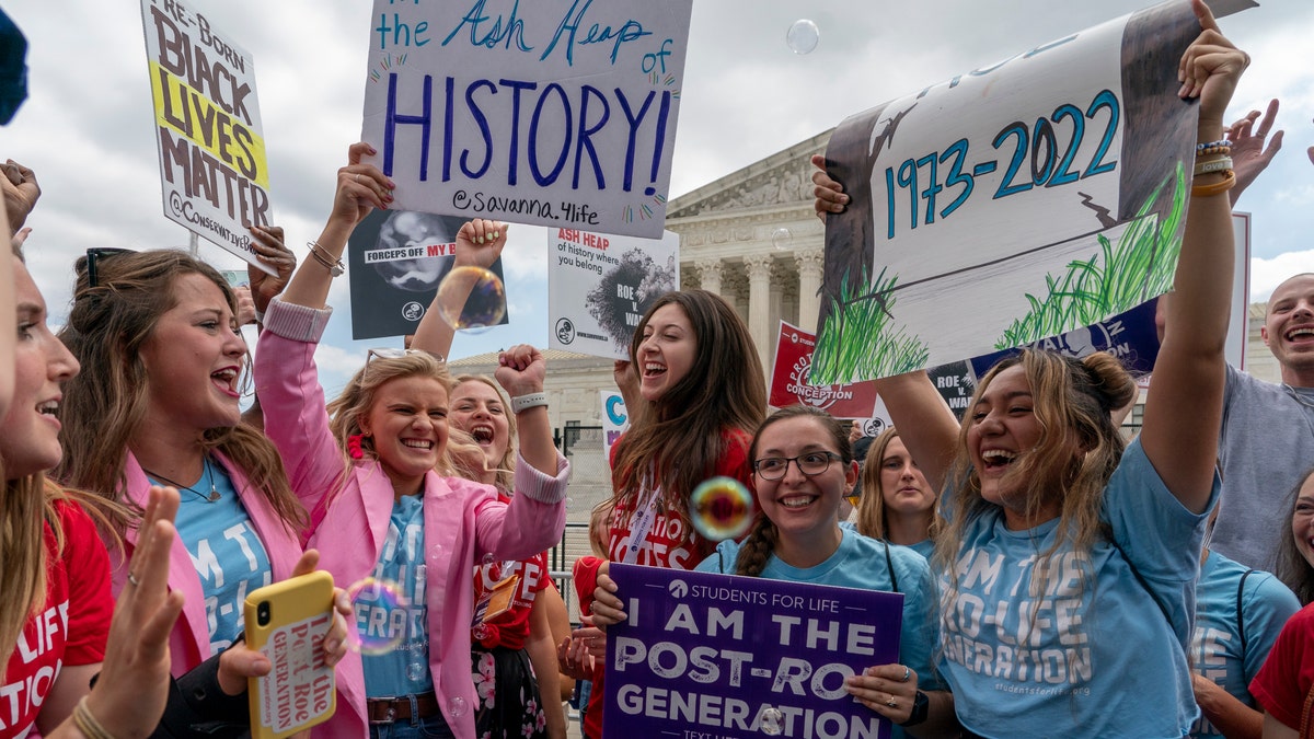 Supreme Court abortion protesters are seen after Roe v. Wade was overturned