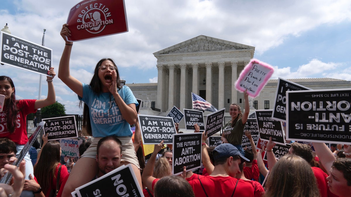 Abortion demonstration at Supreme Court following Roe v. Wade ruling